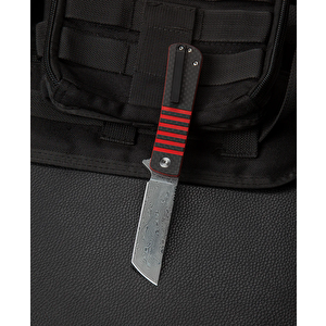 Bestech Titan Karbon Fiber Ve G10 Saplı Ara Katman: 2,96'' Damascus Çakı Bl05b