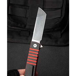 Bestech Titan Karbon Fiber Ve G10 Saplı Ara Katman: 2,96'' Damascus Çakı Bl05b