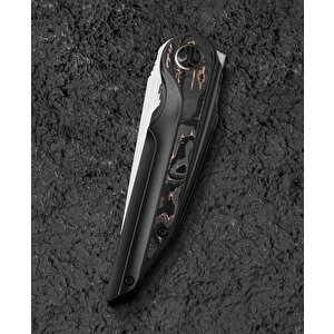 Bestech Blind Fury Bt2303b Siyah Bronz Titanyum Bakır Karbon Fiber Kakma Sap Stonewash+saten M390 Çelik Çakı