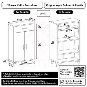 Manex Çok Amaçlı Çekmeceli Dolap Mutfak & Hol & Banyo & Balkon & Ofis Dolap