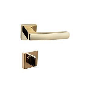 Kale Rozetli Kapı Kolu Gold Rengi Wc