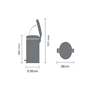 Newıcon Fpp Matt Steel Pedallı Çöp Kutusu 20l