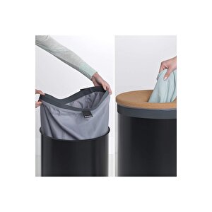 Matt Black Mantar Kapaklı Çamaşır Sepeti 60l