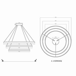 Voxlamp Labros Sarkıt Lamba Ø95-80-65 Cm 40x10 Mm 137 Watt