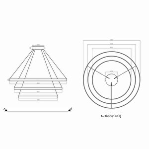Voxlamp Quarorar Sarkıt Lamba  Ø95-80-65 Cm 35x7 Mm 137 Watt