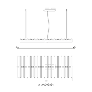 Voxlamp Costilla Özel Seri Geniş Mekan Sarkıt Led Avize 110*45cm Dimmer Ve Kumandalı 144 Watt