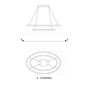 Voxlamp Led Avize Sarkıt Oval Carla 100*65cm 104 Watt