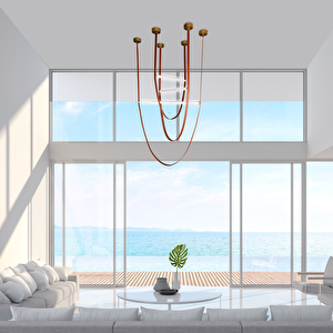 Voxlamp Leather Light Ii Sarkıt Deri Led Avize 165cm Dimmer Ve Kumandalı 28 Watt