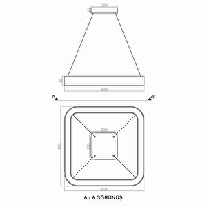 Voxlamp Krups Sarkıt Led Avize 60x60 Cm 48 Watt H:7