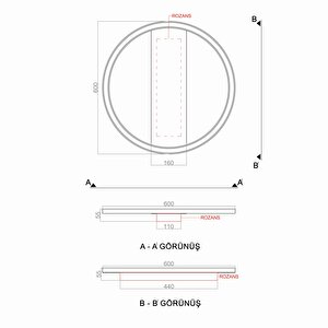 Voxlamp Plafonia Transparent Yuvarlak Plafonyer Led Avize 60 Cm 68 Watt