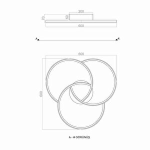 Voxlamp Snow Plafonyer Led Avize 60 Cm 59 Watt
