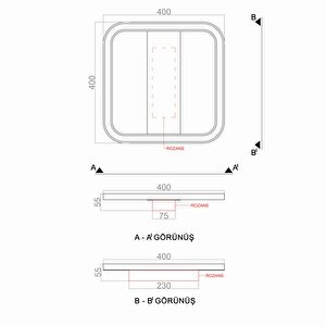 Voxlamp Plafonia Transparent Kare Plafonyer Led Avize 40x40 Cm 58 Watt
