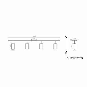 Voxlamp Bann Plafonyer Lamba Siyah 100 Cm 20 Watt