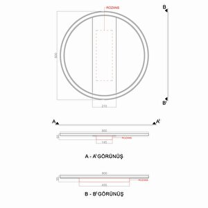 Voxlamp Plafonia Transparent Yuvarlak Plafonyer Led Avize 80 Cm 90 Watt
