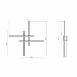 Voxlamp Double Cross Led Aplik 70*70 Cm 36 Watt