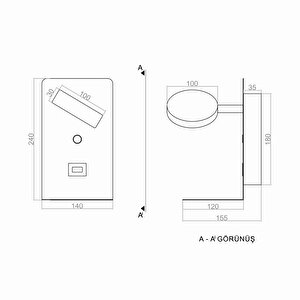 Voxlamp Reading Usb - TYPE C Yatak Başı Led Aplik 24*14 Cm 7 Watt