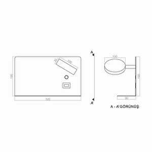 Voxlamp Reading Xl Usb - TYPE C Okuma Led Duvar Aplik 32*19 Cm 7 Watt