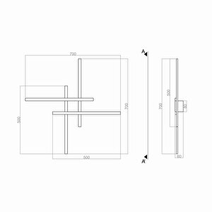 Voxlamp Double Cross Led Aplik Dışa Işık 70*70 Cm 36 Watt