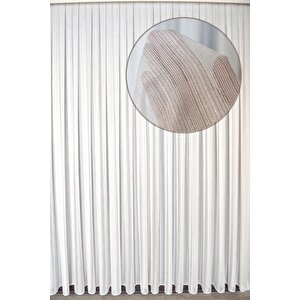 Tül Perde Düz V3 Desen 1x3 Sık Pile 1 . Kalite Kırık Beyaz 160x240 cm