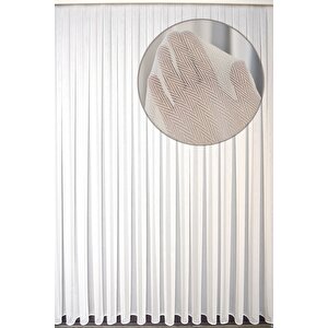 Tül Perde Düz Zigzag Desen 1x3 Sık Pile 1 . Kalite Kırık Beyaz 440x200 cm