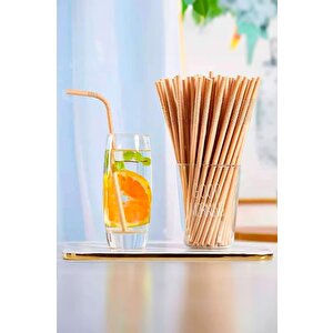 Roll-up Doğaya Dönüş Ekolojik Doğal Körüklü Kraft Kağıt Pipet - 6 Mm. - 19.5 Cm. - 100'lü Paket