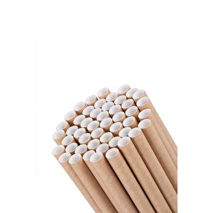 Roll-up Doğaya Dönüş Ekolojik Doğal Düz Kraft Kağıt Pipet - 6 Mm. - 19.5 Cm. - 25'li Paket