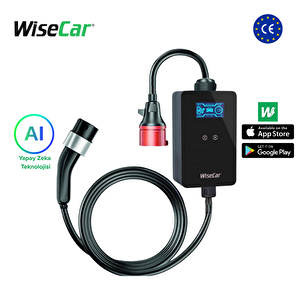 WiseCar WTP3 22 & 11 KW Taşınabilir Yapay Zeka Destekli Akıllı Elektrikli Araç Şarj Cihazı |  Mobil Uygulama & WiseCar AI