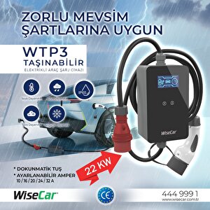 Wisecar Wtp3 22 Kw Taşınabilir Elektrikli Araç Şarj Cihazı