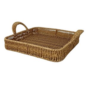 Dekoratif Dayanıklı Çok Amaçlı Rattan Kare Tepsi Küçük Boy (s)