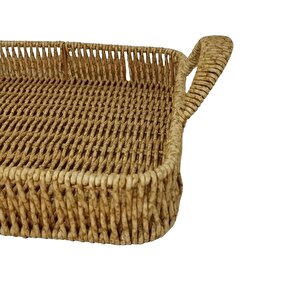 Dekoratif Dayanıklı Çok Amaçlı Rattan Kare Tepsi Küçük Boy (s)