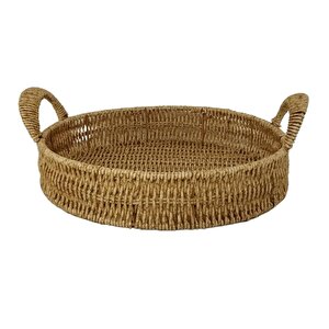 Dekoratif Dayanıklı Çok Amaçlı Rattan Yuvarlak  Tepsi Orta Boy (m)