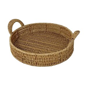 Dekoratif Dayanıklı Çok Amaçlı Rattan Yuvarlak  Tepsi Orta Boy (m)