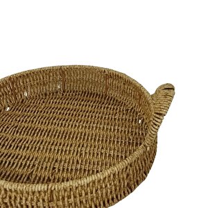 Dekoratif Dayanıklı Çok Amaçlı Rattan Yuvarlak  Tepsi Orta Boy (m)