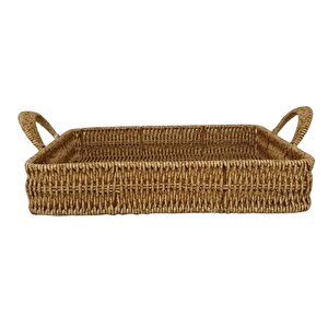Dekoratif Dayanıklı Çok Amaçlı Rattan Kare Tepsi Orta Boy (m)