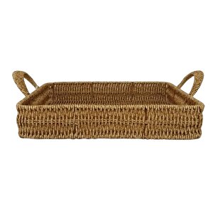 Dekoratif Dayanıklı Çok Amaçlı Rattan Kare Tepsi Büyük Boy (l)