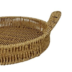 Dekoratif Dayanıklı Çok Amaçlı Rattan Yuvarlak  Tepsi Küçük Boy (s)