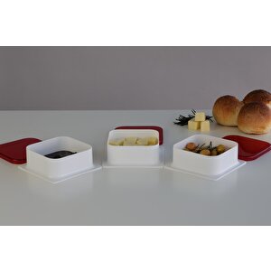 3 Adet Kapaklı Kare Kahvaltılık Kase Peynirlik Zeytinlik Reçellik Tabak Kahvaltı Kasesi