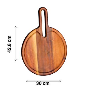 Dayanıklı Ahşap Akasya Bohem Yuvarlak Sunumluk Büyük Boy (l) 7b117