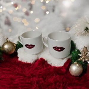 Eğlenceli 3d Dudak Desenli 2'li Kupa Seti - Hediyelik Kupa Seti