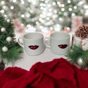 Eğlenceli 3d Dudak Desenli 2'li Kupa Seti - Hediyelik Kupa Seti