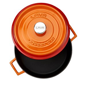 Döküm Çok Amaçlı Yayvan Tencere Çap(ø)28 Cm. Trendy Serisi  - Turuncu