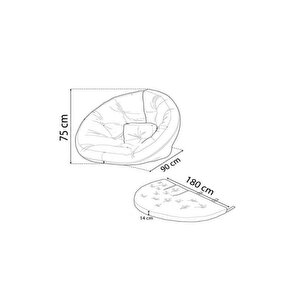 Açıkken 180 Cm Yer Minderi Katlanınca 75*90 Cm. Armut Koltuk Füme