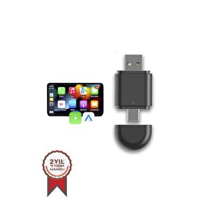 Tori̇ma Tab06 Mini 2in1 Kablosuz Carplay Usb Ve Type-c Uyumlu Araç Multimedya Dönüştürücü Adaptörü
