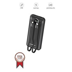 Torima Trm-1015 Siyah 10000mah 2 Çıkışlı Taşınabilir Hızlı Şarj Dijital Göstergeli Powerbank