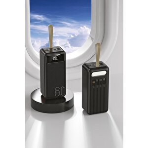 Torima Trm-1060 Siyah 60000mah Ledli 4 Çıkışlı Taşınabilir Hızlı Şarj Dijital Göstergeli Powerbank
