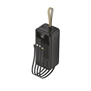 Torima Trm-1060 Siyah 60000mah Ledli 4 Çıkışlı Taşınabilir Hızlı Şarj Dijital Göstergeli Powerbank