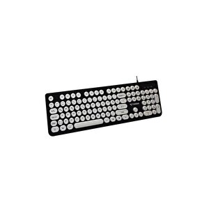 Torima Tk-09 Siyah+beyaz Retro Daktilo Görünümlü Kablolu Q Klavye