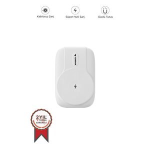 Torima Trm-1016 Beyaz 10000mah Manyetik Kablosuz Powerbank Magsafe Taşınabilir Hızlı Şarj Powerbank