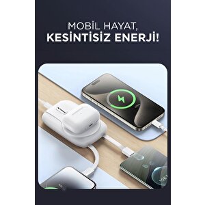 Torima Trm-1016 Beyaz 10000mah Manyetik Kablosuz Powerbank Magsafe Taşınabilir Hızlı Şarj Powerbank