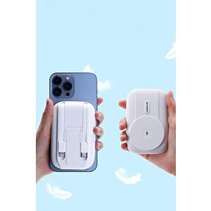 Torima Trm-1016 Beyaz 10000mah Manyetik Kablosuz Powerbank Magsafe Taşınabilir Hızlı Şarj Powerbank